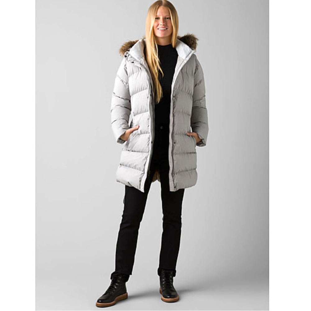 Prana Silver Spray Gray Heather Kromata Longline Hooded Jacket. SZ Mediu…